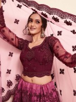 Shaded Wine Premium Net Lehenga Choli